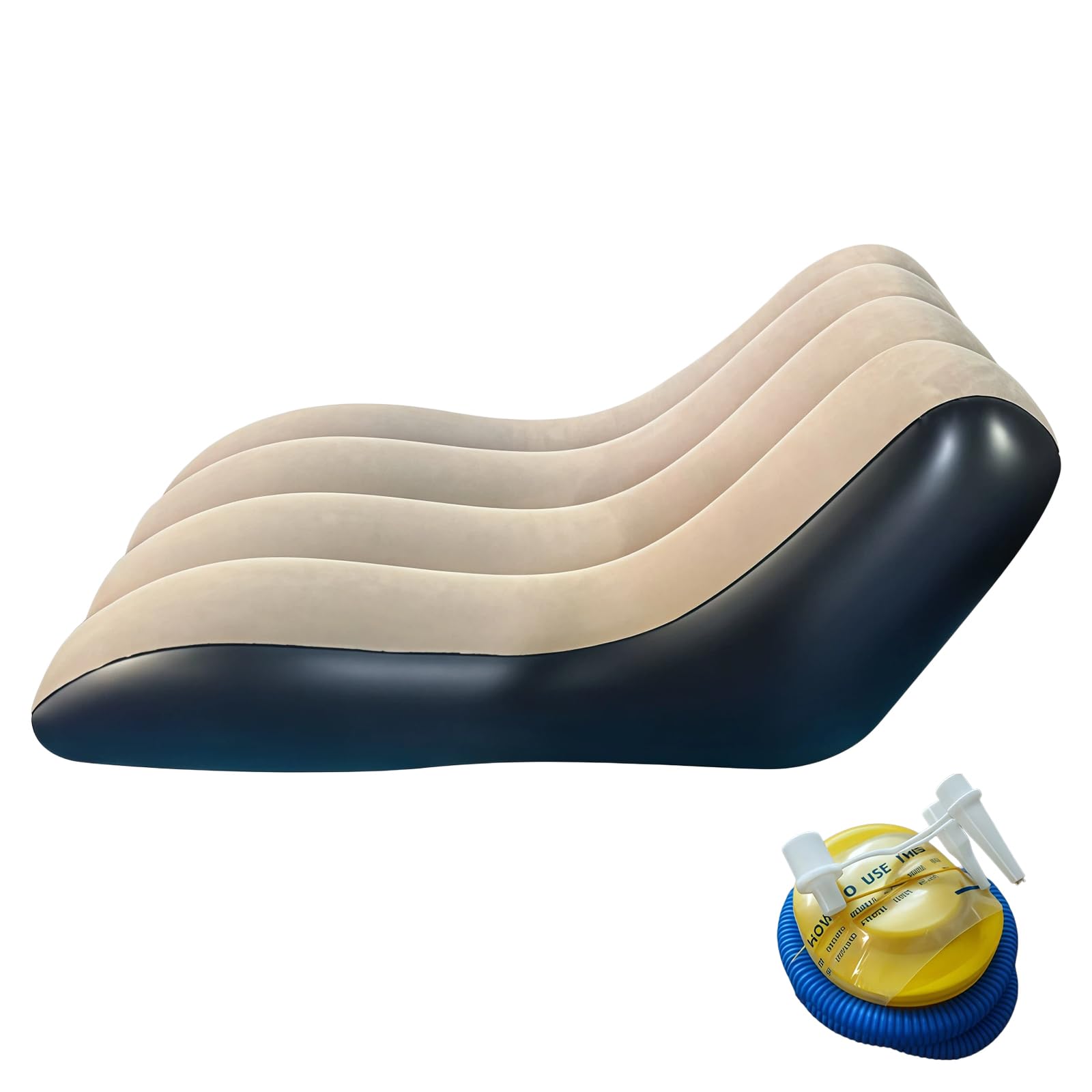 Aufblasbares Sofa mit Flockoberfläch, 155x86cm Luftsofa Inklusive Luftpumpe, Wasserdichtes Luftsofa Aufblasbares für Wohnzimmer, Couch Aufblasbar Outdoor Camping, Beflockt