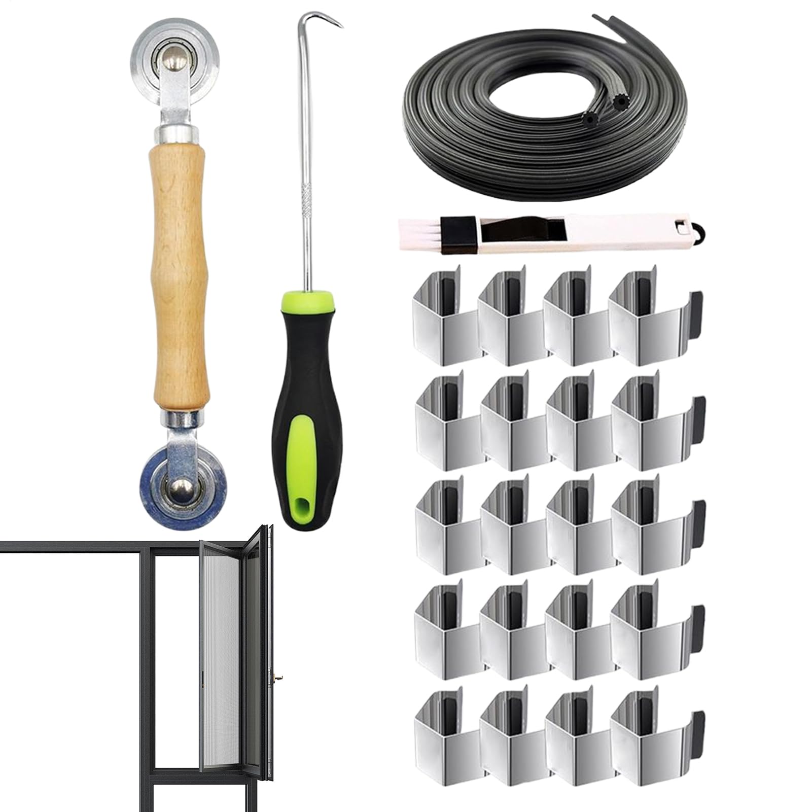 Réparer une moustiquaire de porte usée avec le kit complet de 24 pièces