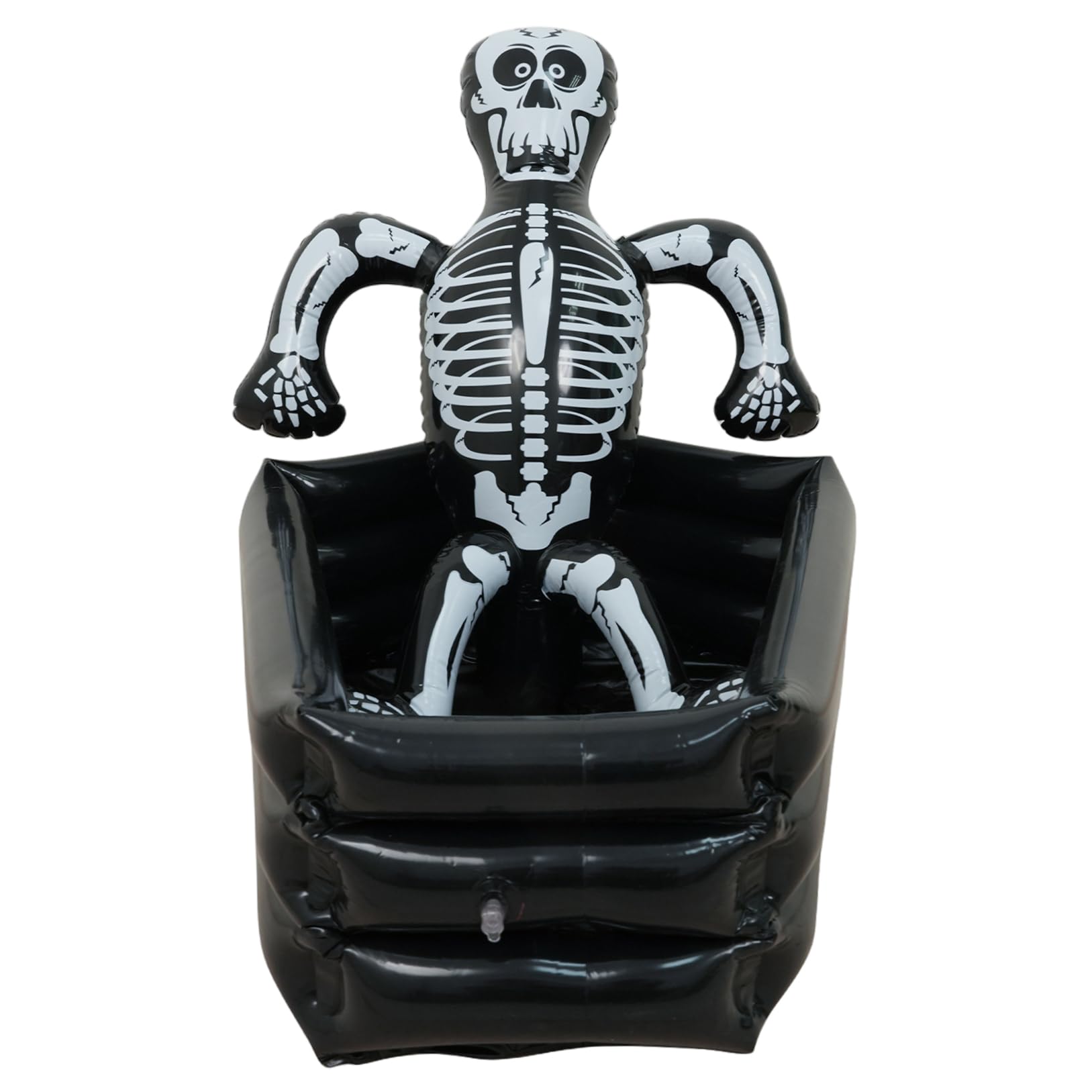 NASSMOSSE Halloween Cooler Black Skull PVC Inflatable Ice Serving Bar with Anti-Leakage Nozzle Floating Blow up Cooler for Parties Yard BBQ Picnic Pool