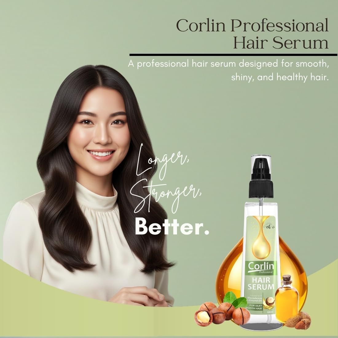 Corlin Hair Serum for Silky Smooth Nourished Hair | No Harsh Chemical & Cruelty Free, 100ml 1