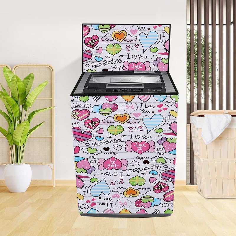 Image of Fully Automatic Top Load Washing Machine Cover Suitable For Samsung, Lg, Godrej, Whirlpool 6.5Kg, 7Kg, 7.5Kg, 8Kg, 9Kg, 10Kg, 11Kg ( 58Dx60Wx94H ), Waterproof Cover, Love .