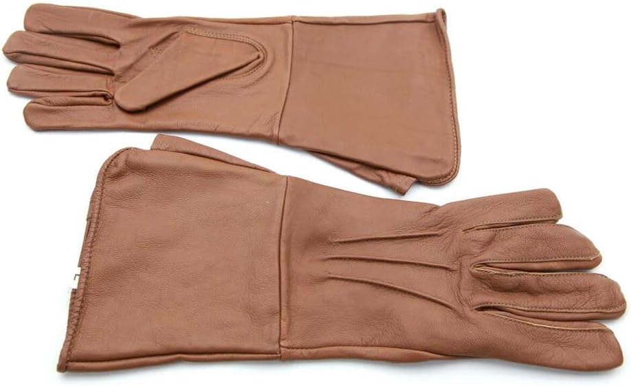 Saddle Brown Leather Medieval gauntlet cosplay gloves (Medium)