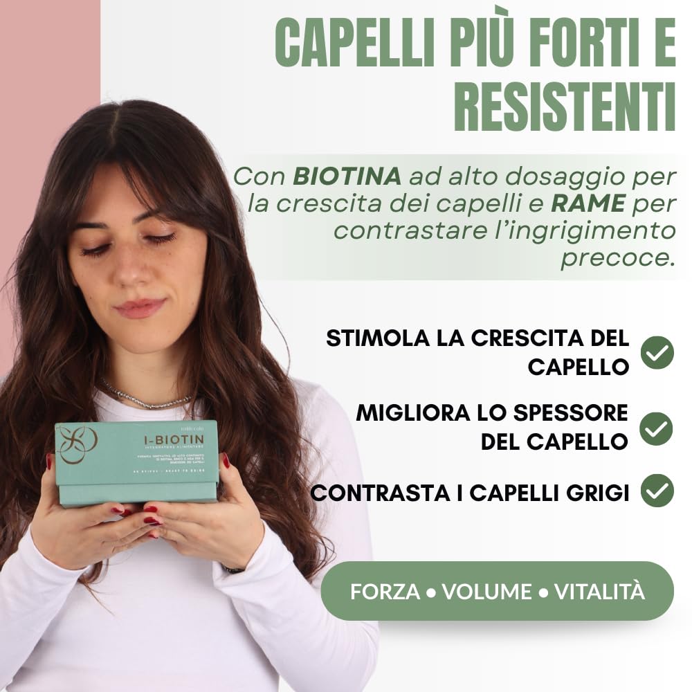 Integratore per Capelli Naturale ad alto contenuto di Biotina, Zinco e Rame per Capelli e unghie, Crescita, Volume e Forza, 30 stick in formula liquida pronti da bere I-BIOTIN