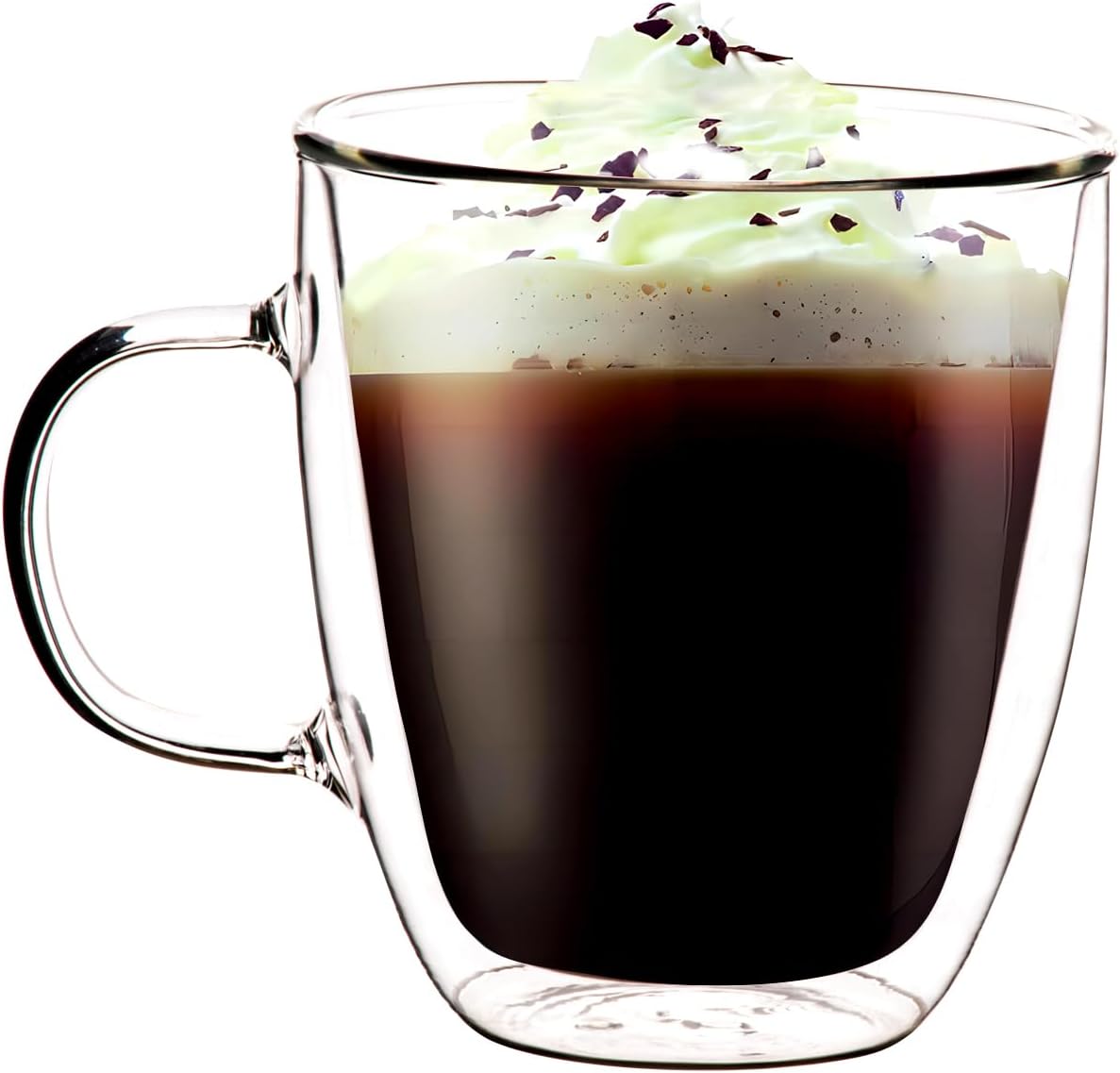 Double Wall Glass Coffee Mugs 350ml / 12oz – Set of 2 Insulated Clear Cups for Espresso, Latte, Cappuccino, Tea, Hot or Cold Drinks (12oz set of 2)