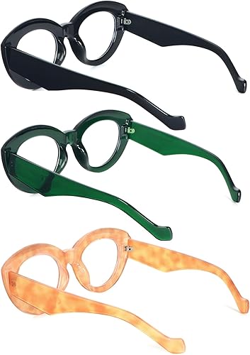 Miniatura 8 de MMOWW Gafas de lectura cuadradas de gran tamaño, a la moda, con bloqueo de luz azul, para lectura de computadora para mujeres, paquete de 3