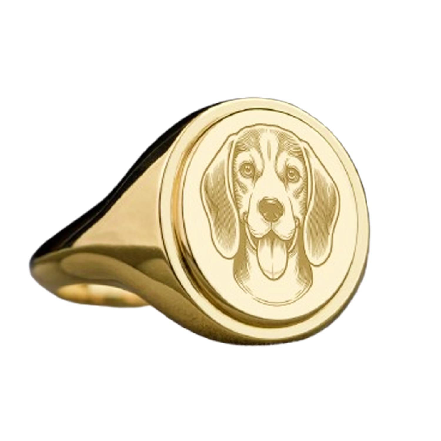 Chevalière Beagle en argent 925 de haute qualité plaquée or