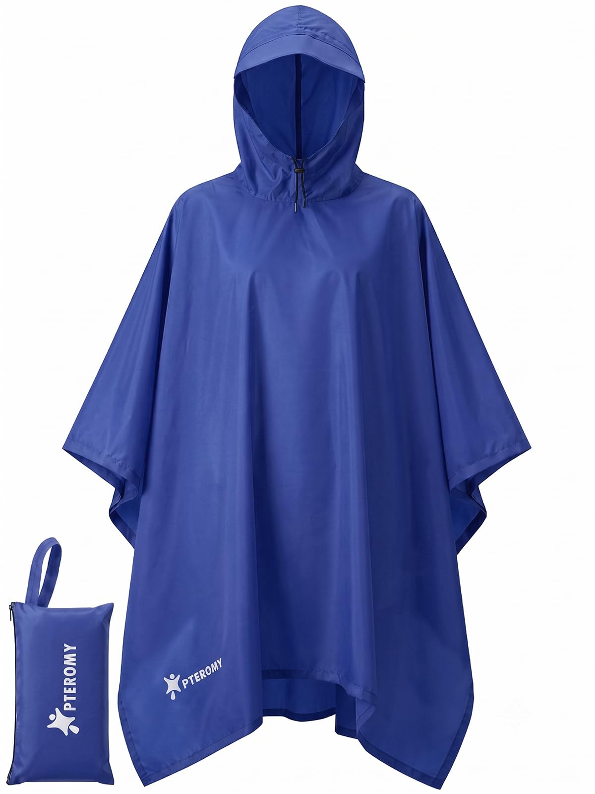 PTEROMY Hooded Rain Poncho for Adults, Reusable Waterproof Raincoat