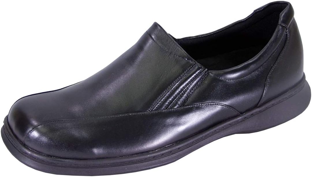 24 Hour Comfort Blaire (1021) Women's Wide Width Comfort Leather Slip On Shoes Black 10