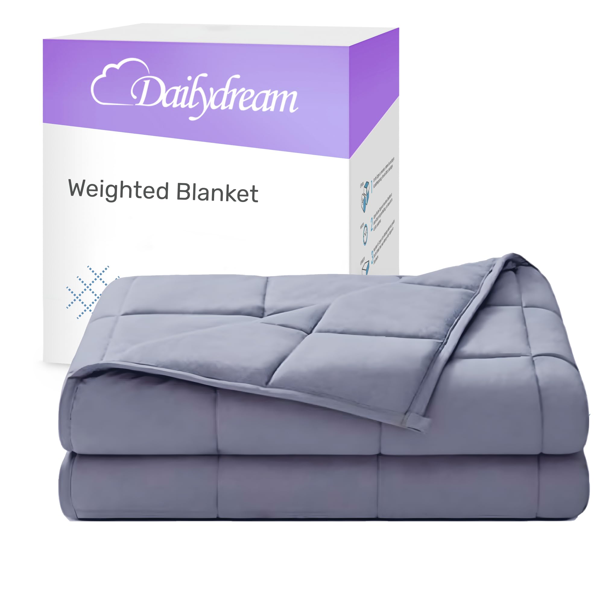 Dailydream therapy weight blanket with 100% cotton, 7Kg for adults, 155x200cm, grey