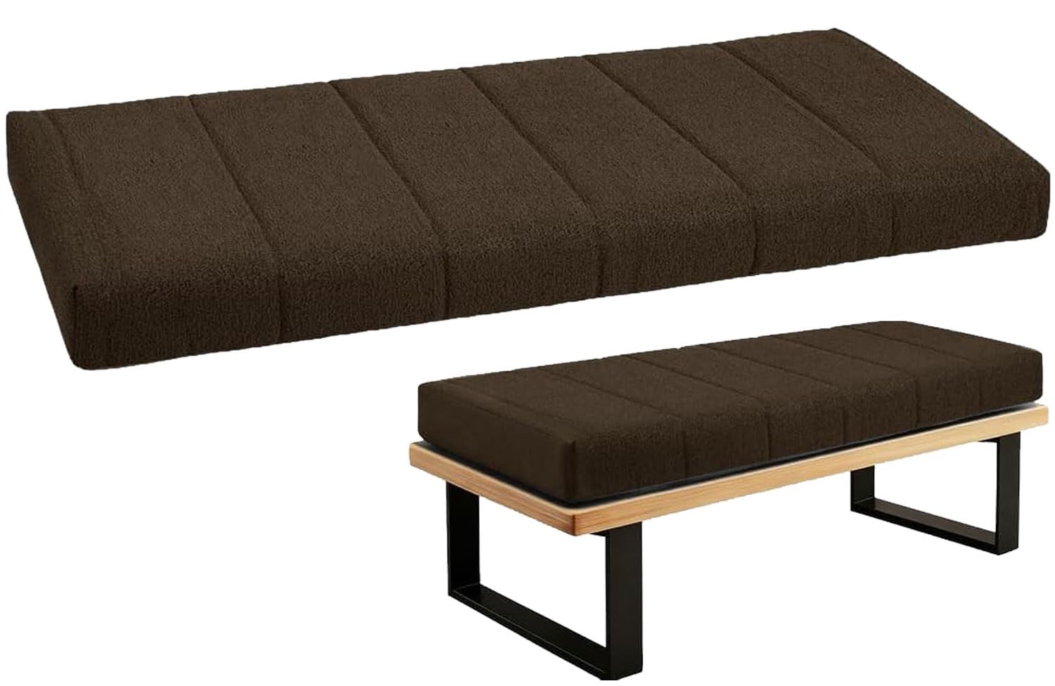 uyeoco Outdoor/Indoor Bench Cushion - 120/150/80/90/130/180/100 cm 2/3 seater Non-Slip Seat Pad for Bay Windows, Long Chairs, Dining benches, Swings, Sofas & Porch Furniture with Zipper(Y4,60x80x4cm)