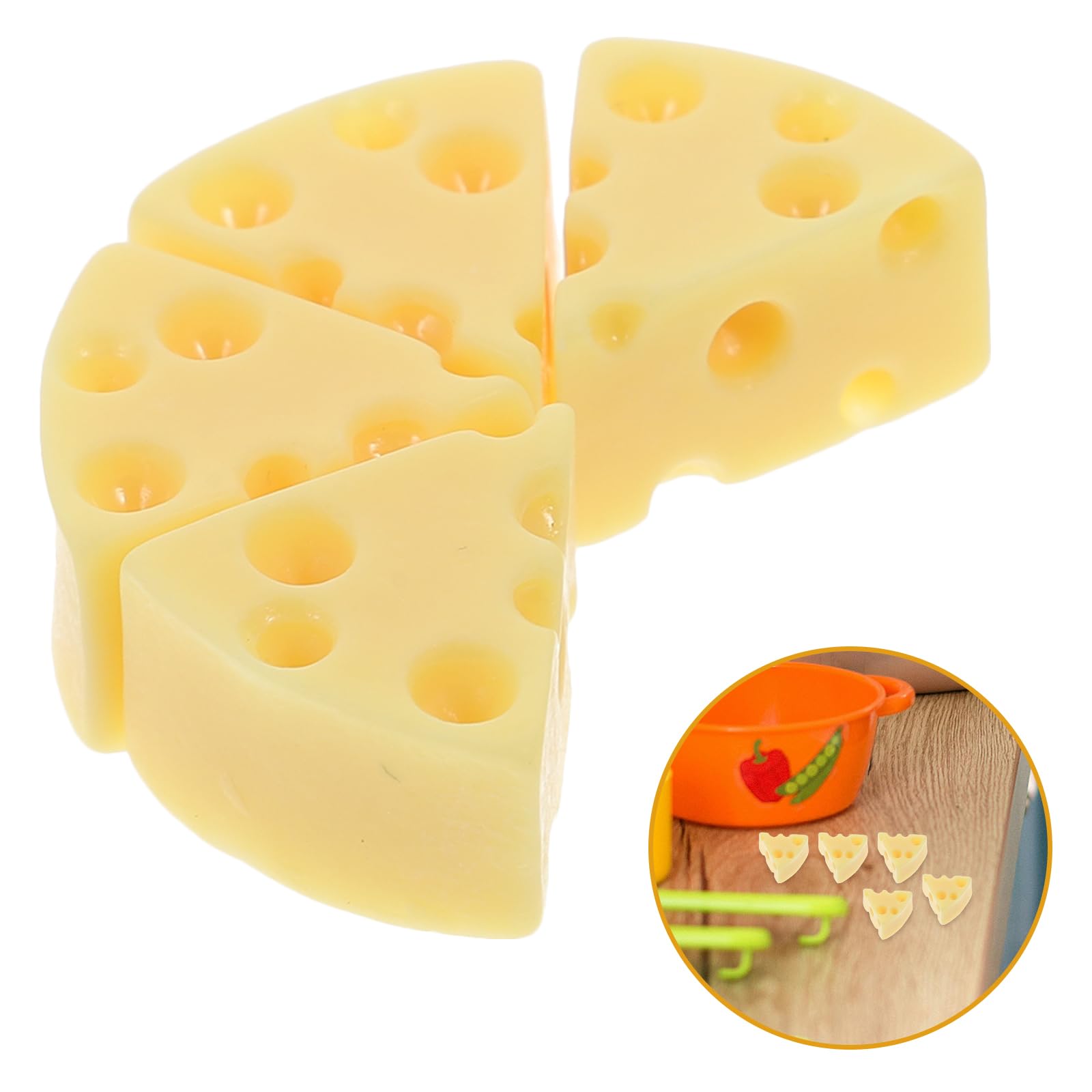 HEMOTON Simulated Cheese Model Miniature Resin Cheese Blocks for Photography Props Pretend Play Kitchen Toys and Home Decoration - Image 3