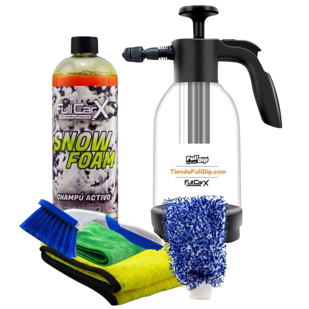AutoFullCar - Kit di pulizia per biciclette con shampoo neutro e Foamer – Include microfibra, asciugamano di asciugatura, guanto di lavaggio e spazzola – ideale per MTB, strada e urbane