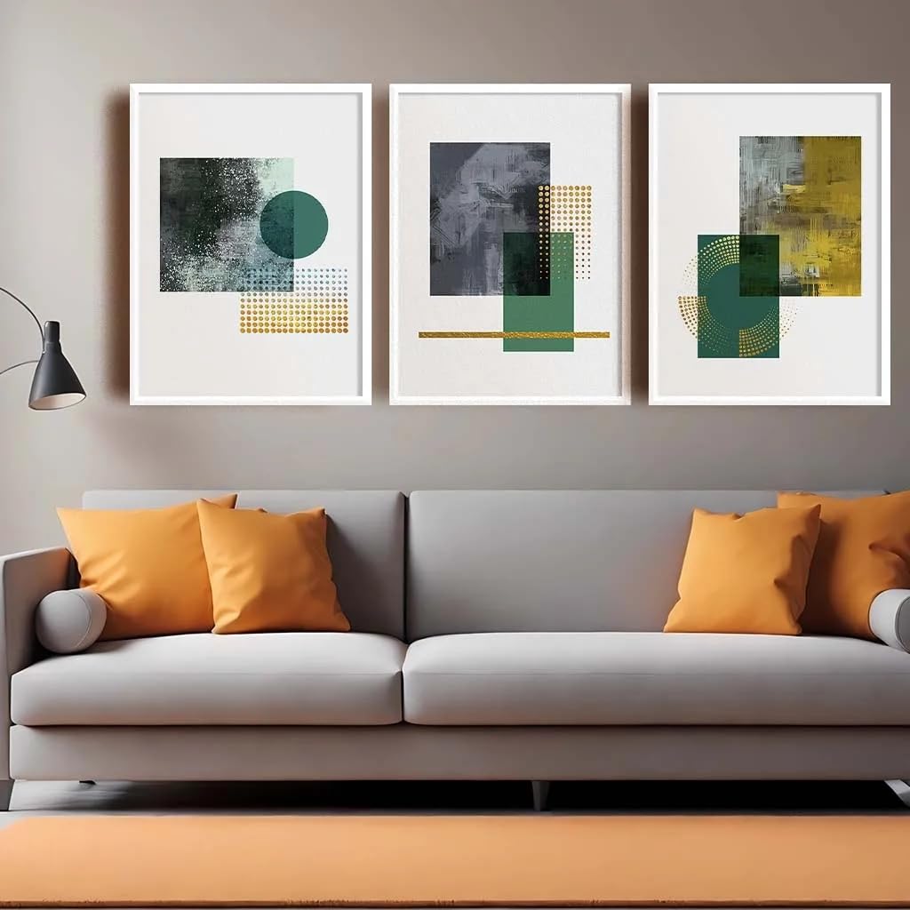 LTjiajuypd Modern Abstract Wall Art,Nordic Green Yellow Geometric Canvas Paintings Minimalist Poster Prints For Room Bedroom Decor(50x75cm-3Pcs)