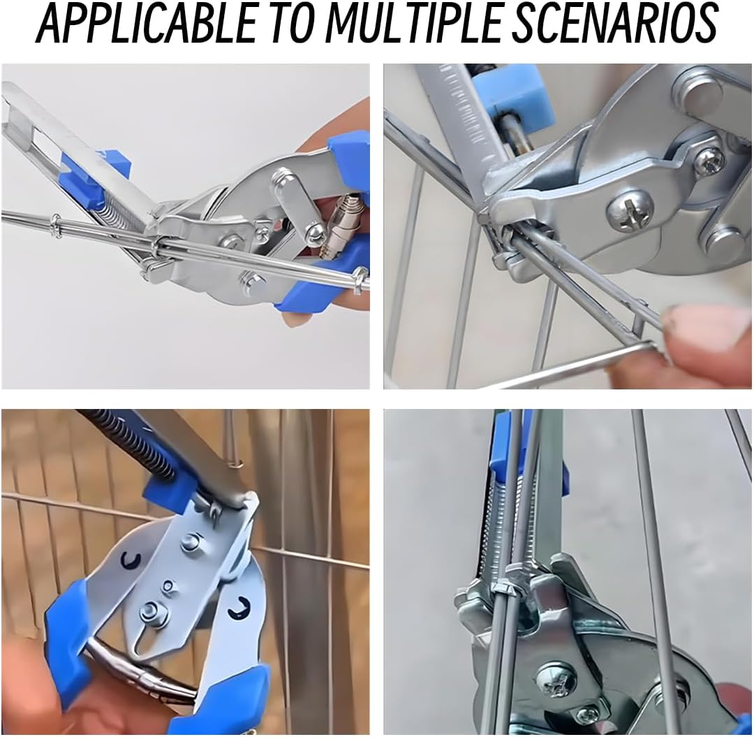 Heavy Duty M-Type Hog Ring Pliers Kit with 1200pcs Galvanized M-Clips, Automatic Feeding Cage Clamp Tool for Rabbit Chicken Pet Cage Installation, Fencing, and Fence Fastening (Blue)