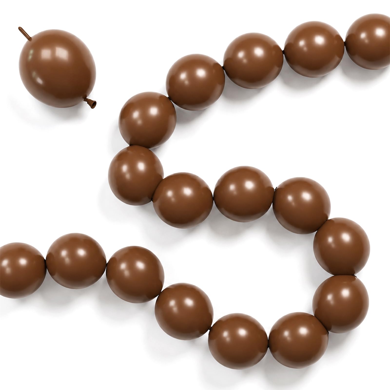 Dark Brown Linking Balloons, 100PCS 6 Inch Retro Coffee Quick Link Balloon — image 1