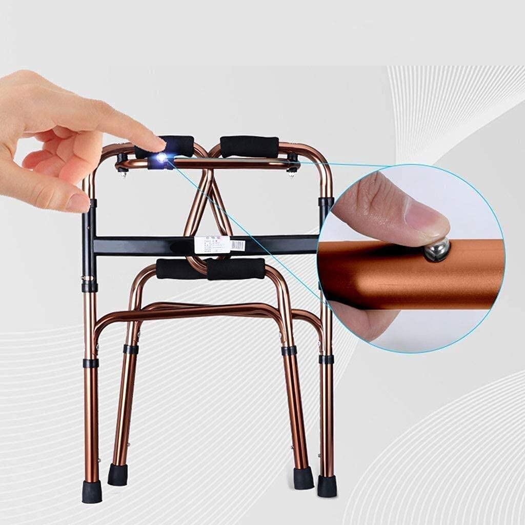 Walker, składane chodziki dla osób starszych Lekkie chodziki Rollator Przenośna wysokość 8 Regulacja pilnika Grube osoby w podeszłym wieku ze stopu aluminium (brązowy) little surprise