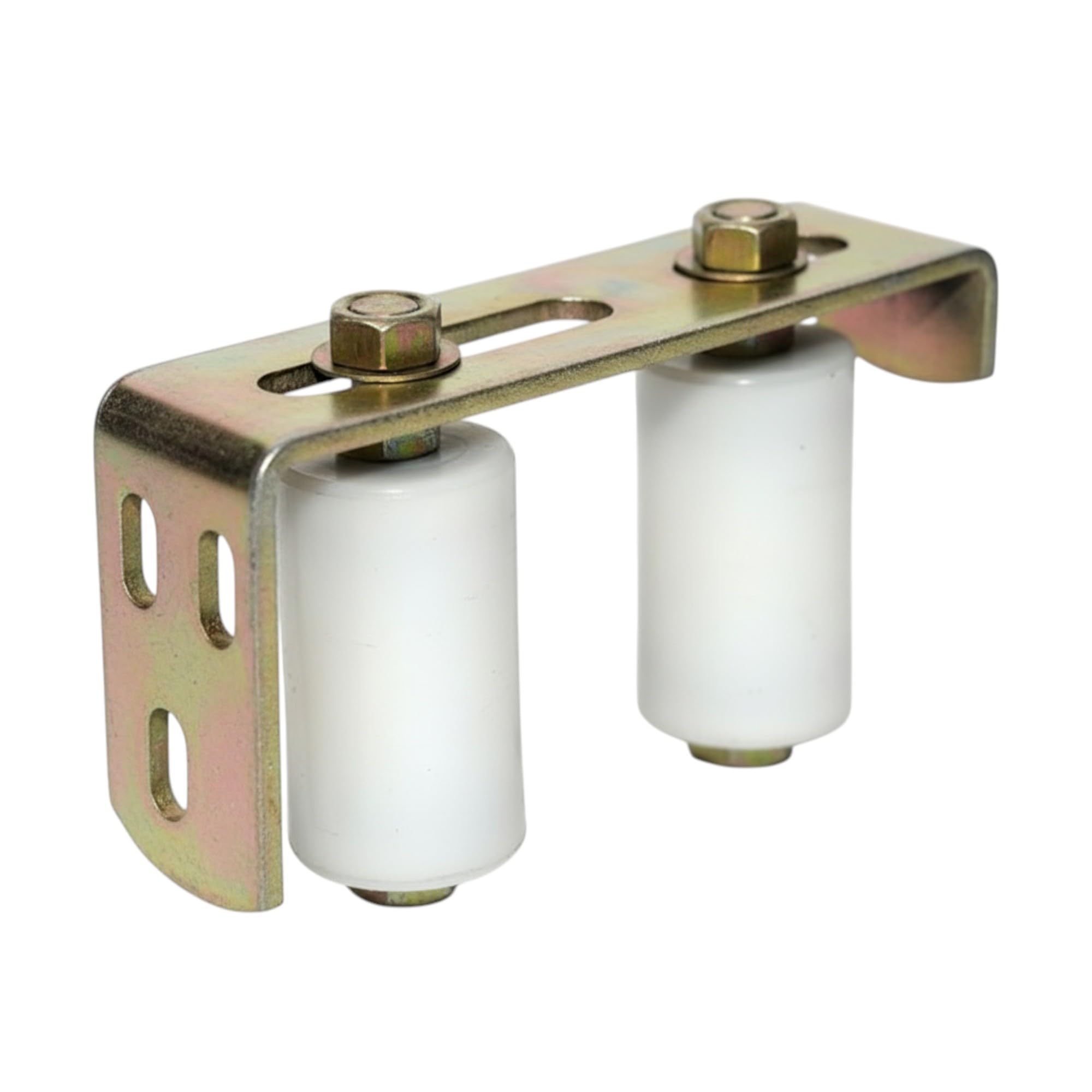 QUORA Metal Craft Double Nylon Roller | Heavy Duty Steel Bracket with Smooth Silent Wheels for Sliding Door & Gate (Golden)