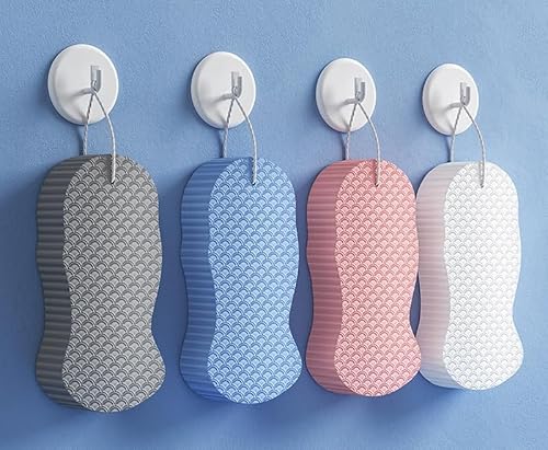 4Pcs, 3D Magic Exfoliating Bath Sponge,Magic Exfoliating Sponges for Body,Skin Friendly and Reusable for Adults Children and Pregnant Women Alternative to Exfoliating Gloves