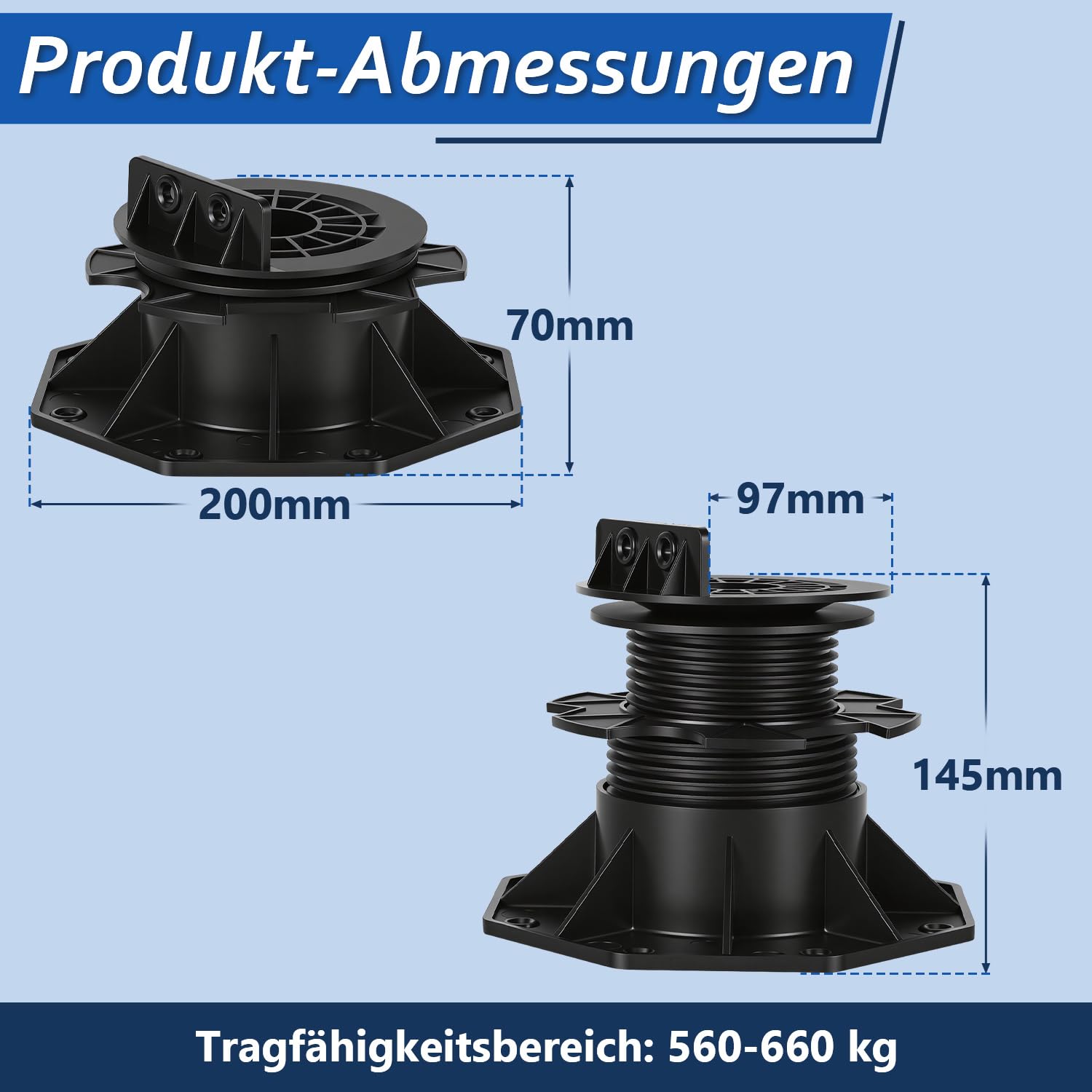 Soporte de altura ajustable, 90 unidades, 75-145 mm