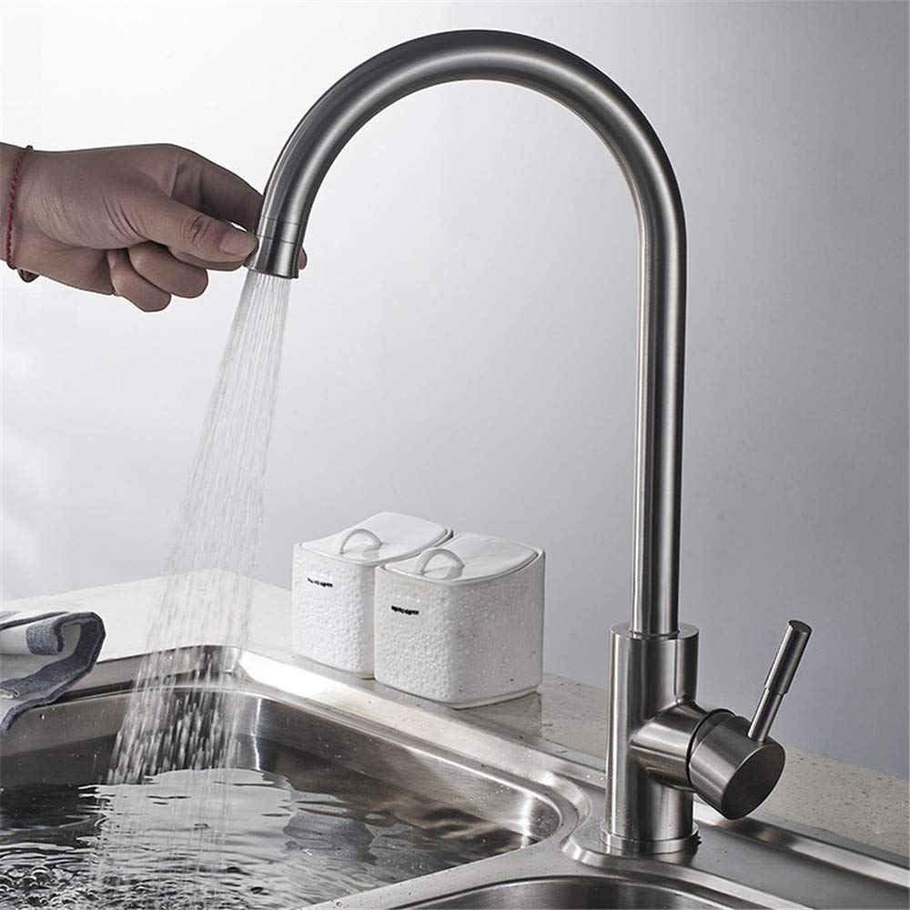 Sus304 Acero Inoxidable Grifo De La Cocina Rotación De 360 ​​Grados En Dos Funciones De Conmutación De Cocina Grifo Del Fregadero Individual Con Mango Cromado