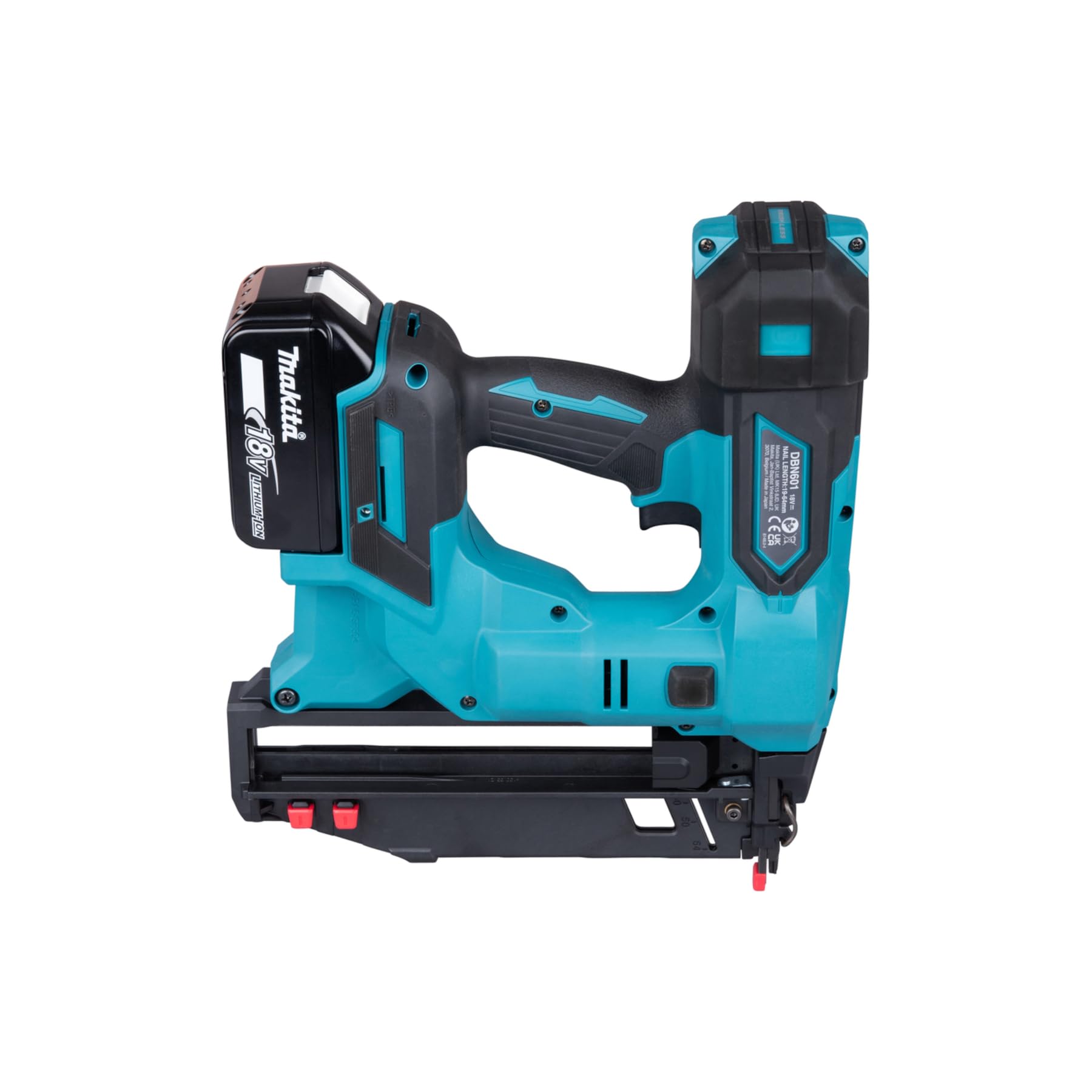 Makita DBN601RTJ Cloueuse de finition sans balais Li-ion LXT 18 V avec 2 batteries 5,0 Ah et chargeur fourni dans un étui Makpac