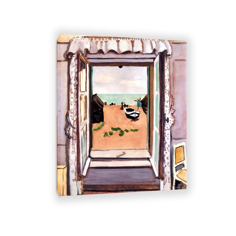 MYCGGDGH Henri Matisse Painting Reproduction Open Window Etretat famous art poster Henri Matisse wall decor for bedroom Picture for living room Bathroom Office 105x80cm(41x31in) Frame