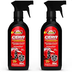 KIT 2 Ceras Cristalizadora Liquida Com Carnaúba Proteção Uv Automotivo Pro auto 500Ml