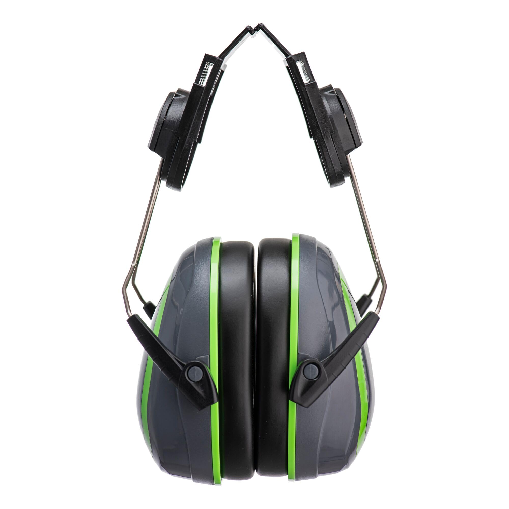 Portwest PW75 HV Extreme Ear Defenders Low Clip On Helmet Mounted Hearing Protection Lightweight Comfortable Colour Coded Cups Certified Safety, Grey/Green, One Size