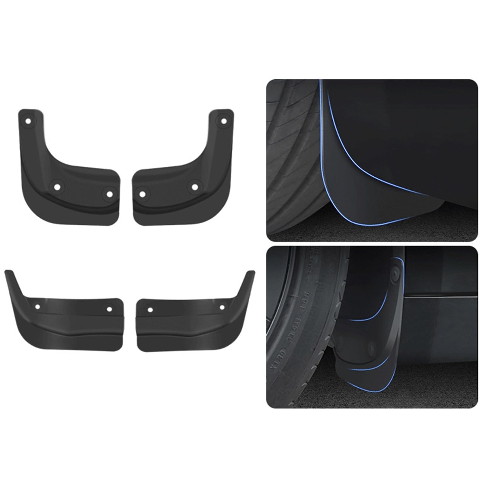 Lot De 4 Garde-boues Pour Tesla Model 3 Highland 2024 - Protection Anti-éclaboussures - Montage Sans Perçage - Noir
