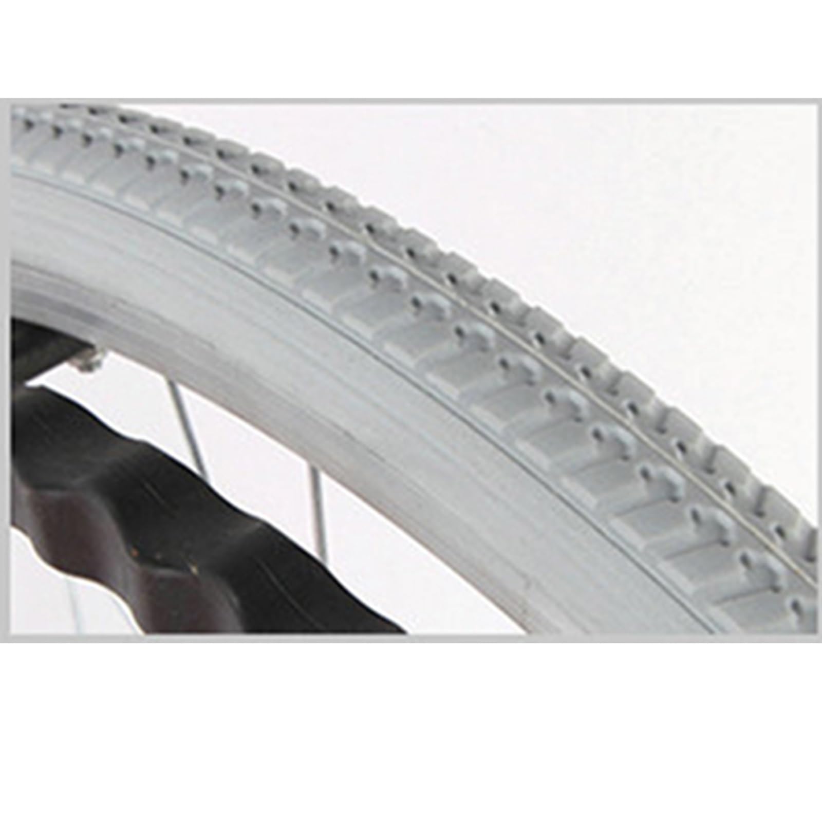 Pneumatico for Sedia a rotelle Pieno Senza Aria 20/22/24x1 3/8 Pollici antideflagrante e antiforatura, Pneumatico Posteriore Nero e Grigio(Gray,24 Inches)