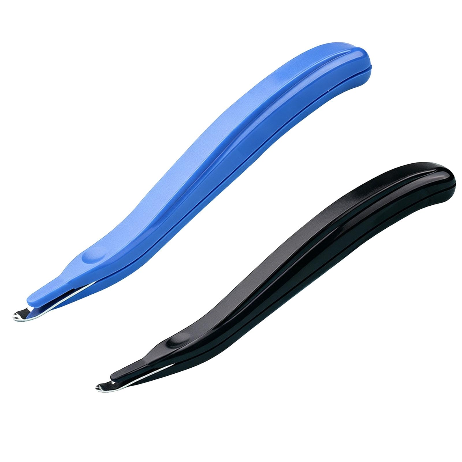 QIHAWN 2 Pack Staple Remover, Portable Magnetic Staple Removal Tool with Built-in Magnet, Professional Push Style Staple Extractor for Office, School & Home Use (Black + Blue)