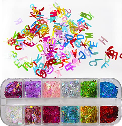 4 Boxes Holographic Nail Glitters Sequins Set Laser Butterfly Heart Alphabet Letter Star Chunky Glitter Flakes Acrylic Nail Art Tips Stickers Decorations For Craft/Resin Art/Makeup #TOP5