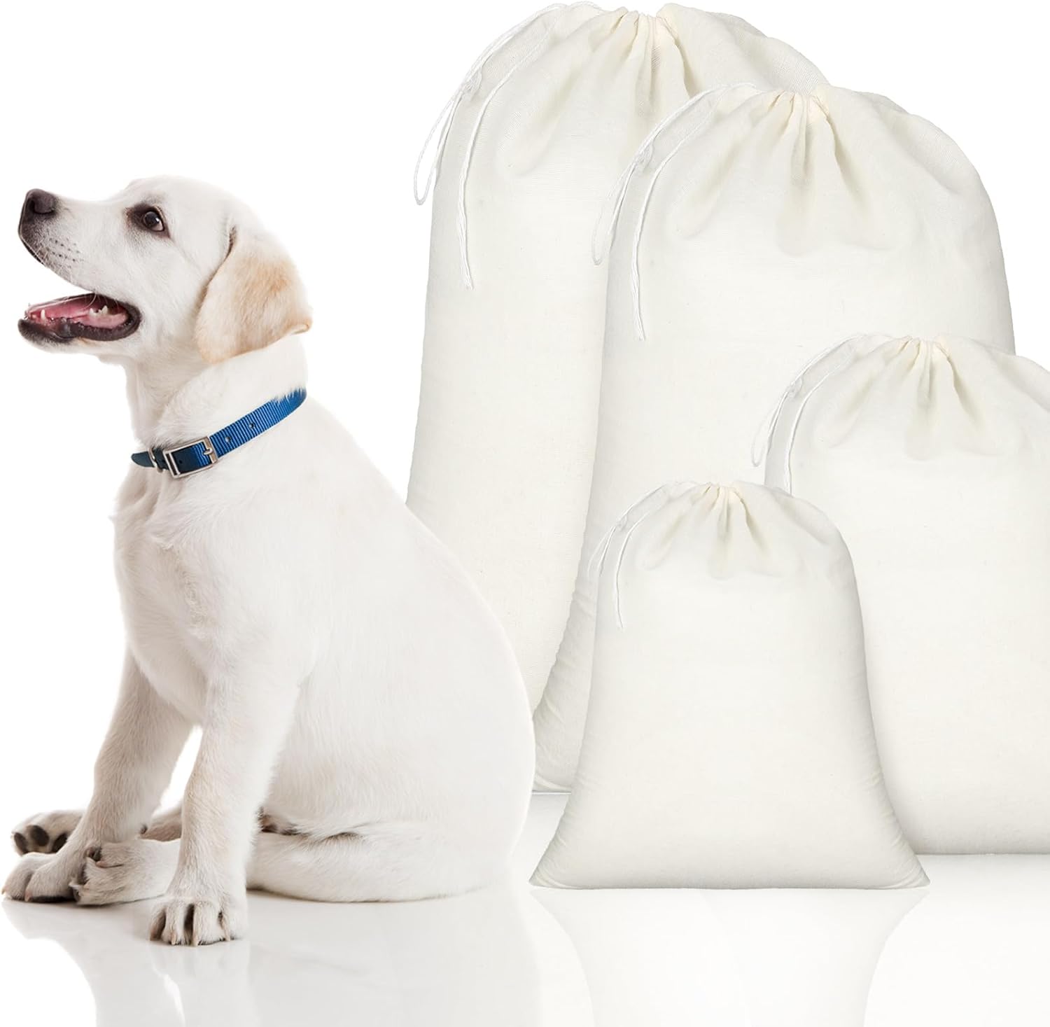 Pangda 15 Pcs Muslin Bags with Drawstring 12 x 16 Inch Cotton Grocery Drawstring Bag Canvas Large Storage Cloth Bags Bulk Reusable Grocery Sacks for Grains Bread Fruit Party Wedding Home Storage - Image 4