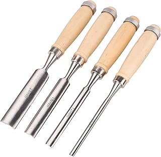 4本 のみ セット 木工用ノミ 木工用 DIY 道具 木彫り 彫刻 日曜大工 彫刻刀 大工道具 木材加工工具 木材の溝掘り、仕上げ、面取り、木彫りなどに(Size:4 set)