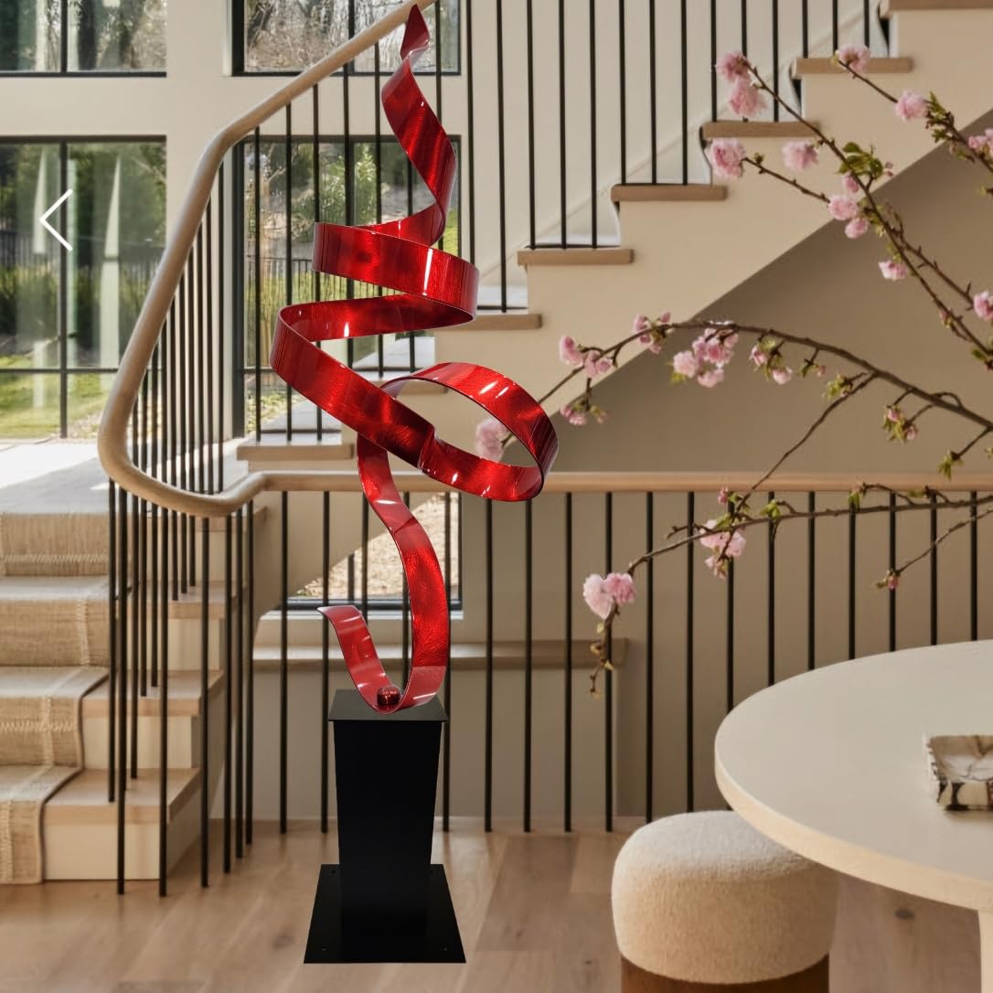 Statements2000 Metal Art Sculpture Stunning Indoor & Outdoor Garden Decorative Lawn Home Decor Elegant & Aesthetic Patio Statue Outside Steel by Jon Allen -Red 48inch w/Black Base
