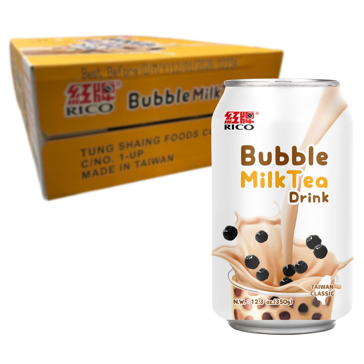 RICO Bubble Milk Tea Drink - Boba Tea Fertiggetränk, 24 x 350 ml