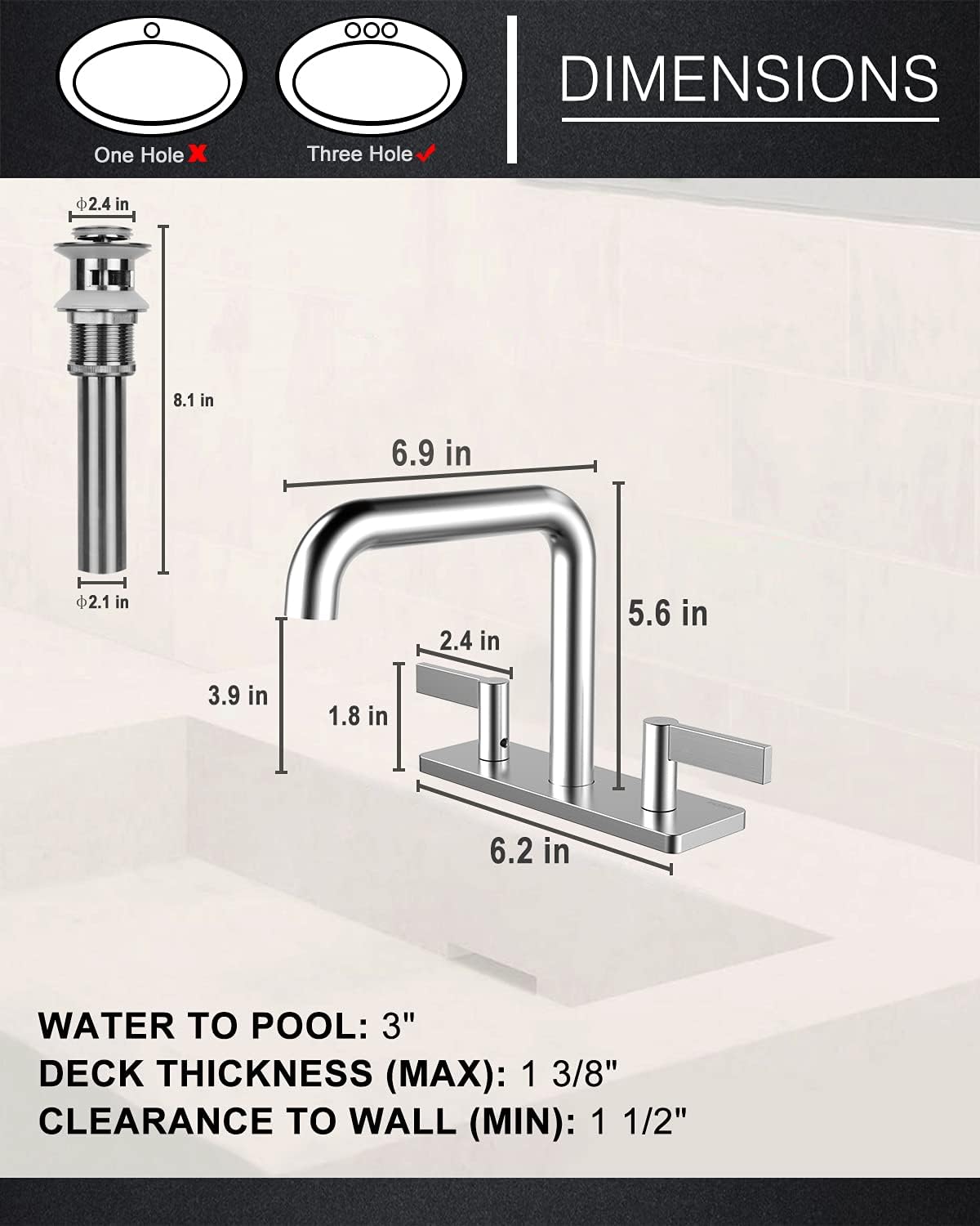 Tор Brаndѕ Brass Bathroom Faucet, Indare Brushed Nickel Centerset Faucet for Bathroom Sink with Supply Lines and Pop-Up Drain with Overflow, 110102-BN