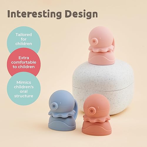 Miniatura 5 de Pulpo  Azul, Rojo  SoftSip Bolsa de Alimentos  2EA + Estuche de viaje  Previene derrames y fugas  Protege la boca del bebé  Silicona de grado