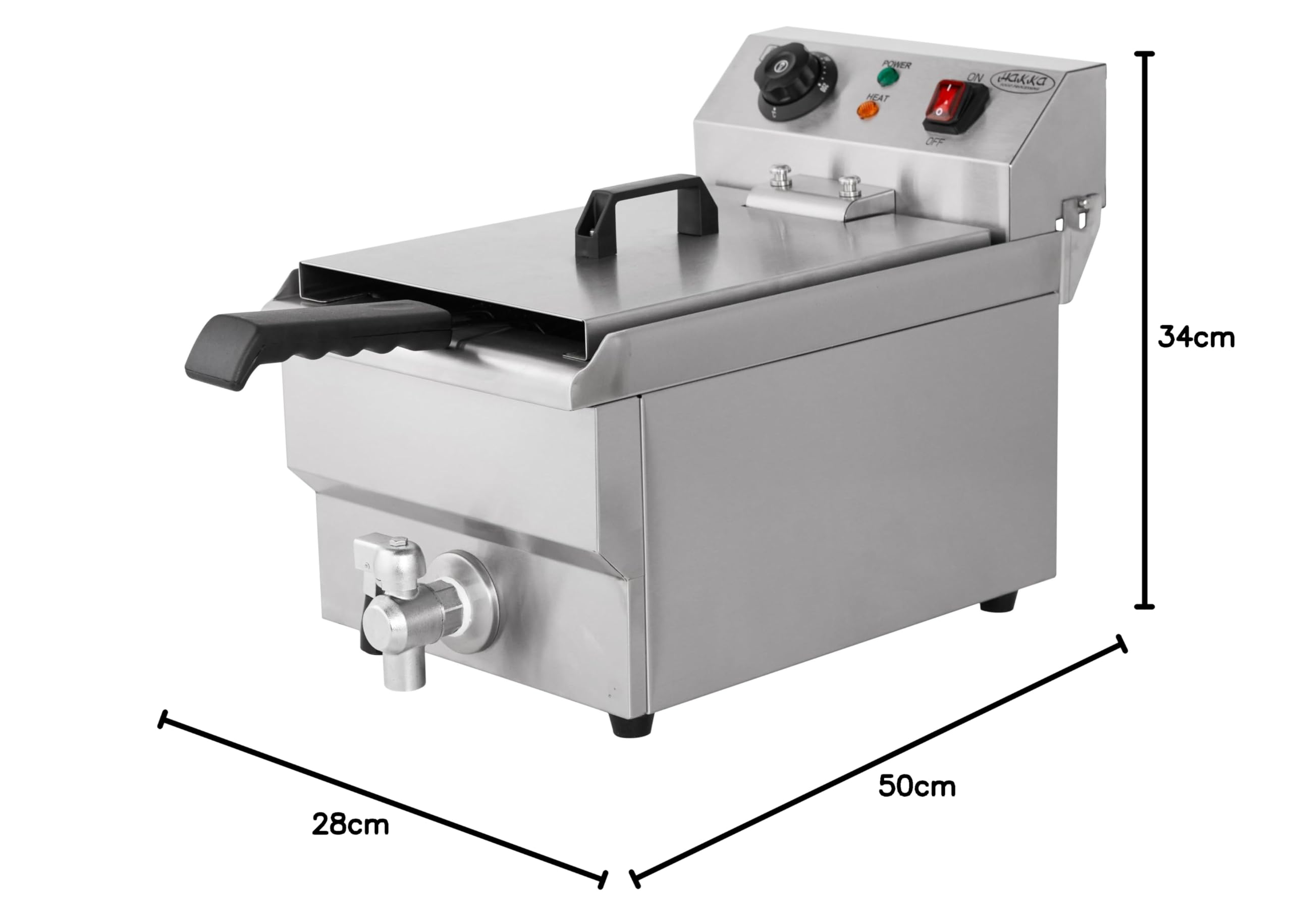 Hakka Friteuses électriques Professionnelles, Grande Capacité 10 L, en Acier Iinoxydable, Avec égouttoir, Panier et Couvercle, Cuve Simple(220V, 3000W)