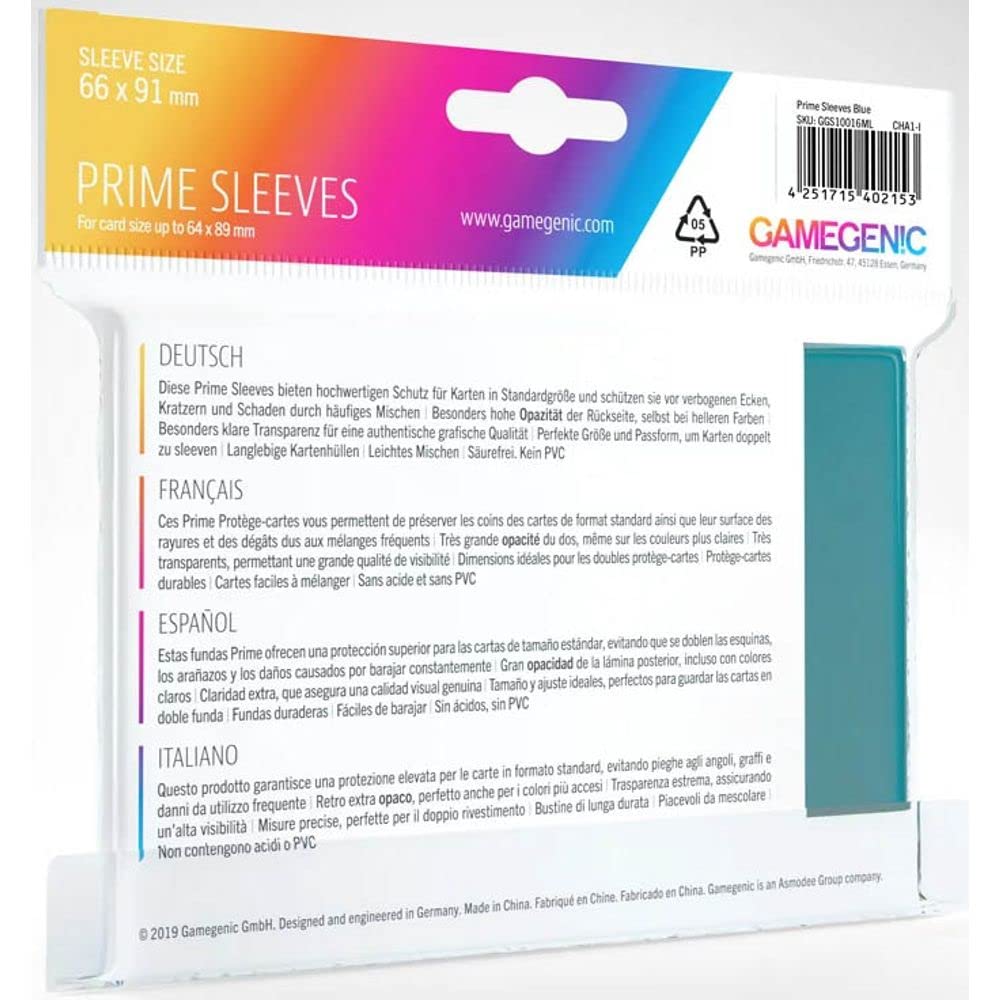 Gamegenic Blue Prime Card Sleeves - 100 Count - Smooth & Tough - Compatible With Pokemon, Yugioh, & MTG Magic The Gathering - 2