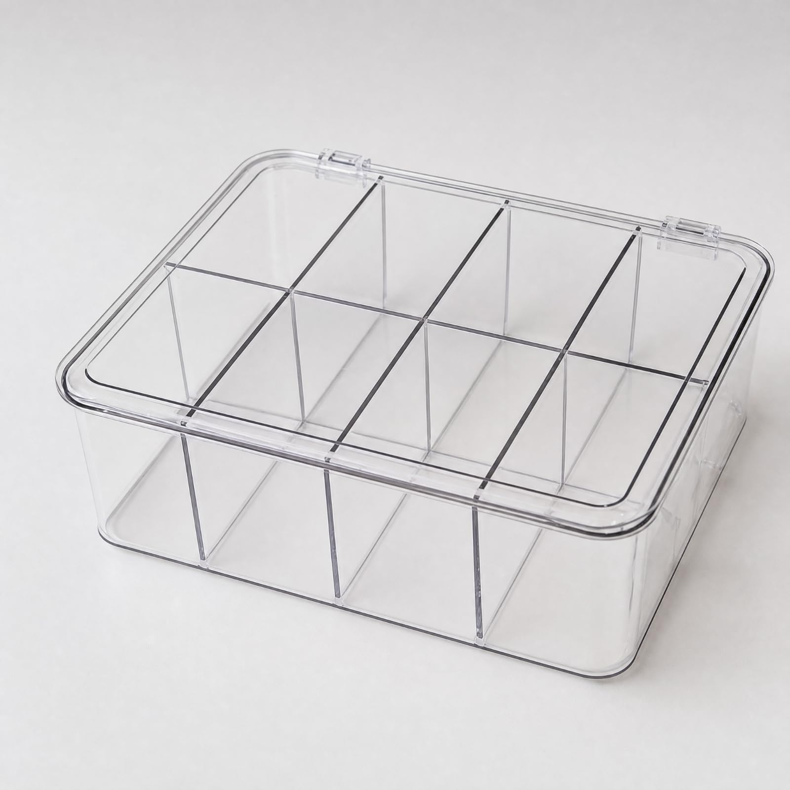 Milageto Caja PET con Tapa Ajustada Ligero Organizador con Divisores Extraíbles Compacto Caja Compartimentos Múltiples para Estanrías