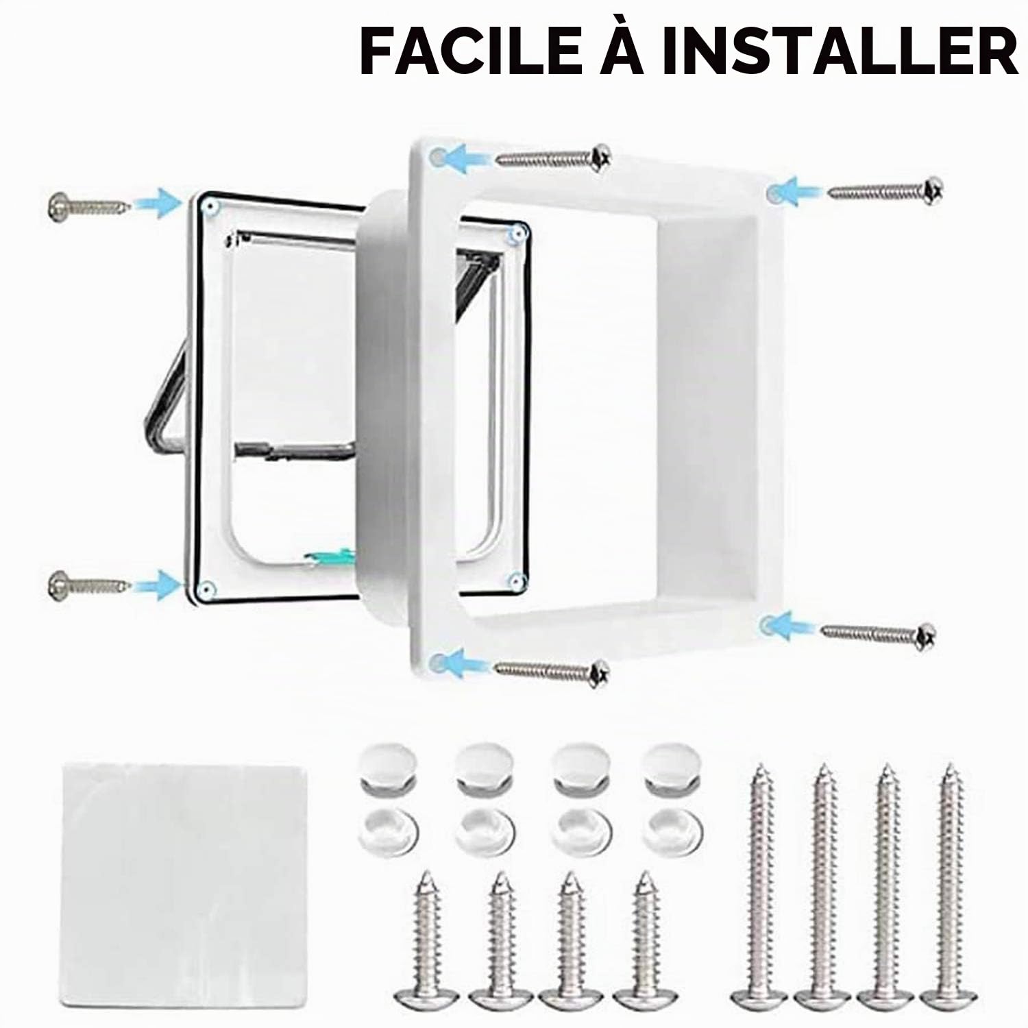 PetsN'all Chatière à 4 Positions pour Chat avec Tunnel, Cache, Découpe, Serrure - Porte pour Petit Animaux, Installation Facile
