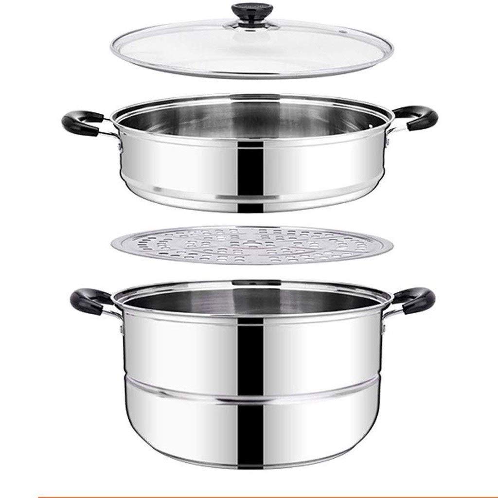 Vaporera - Olla de cocción al Vapor XL de Acero Inoxidable de 3 Niveles/Capas, Olla arrocera, Caldera Doble, apilable, Olla for Sopa al Vapor y vaporera.