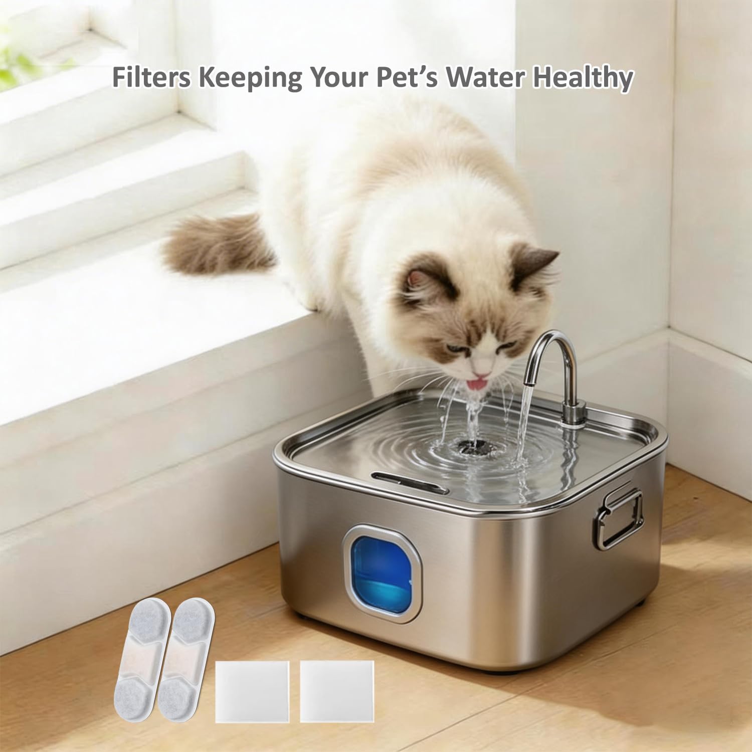 16 Pack Dog Water Fountain Filters Fit for WF120/WF160/DYSJ01 Large Dog Water Bowl Dispenser 3.2Gal/12L,4.2Gal/16L Automatic Pet Fountain,With 16 Pump Sponges and 1 Hard Brush
