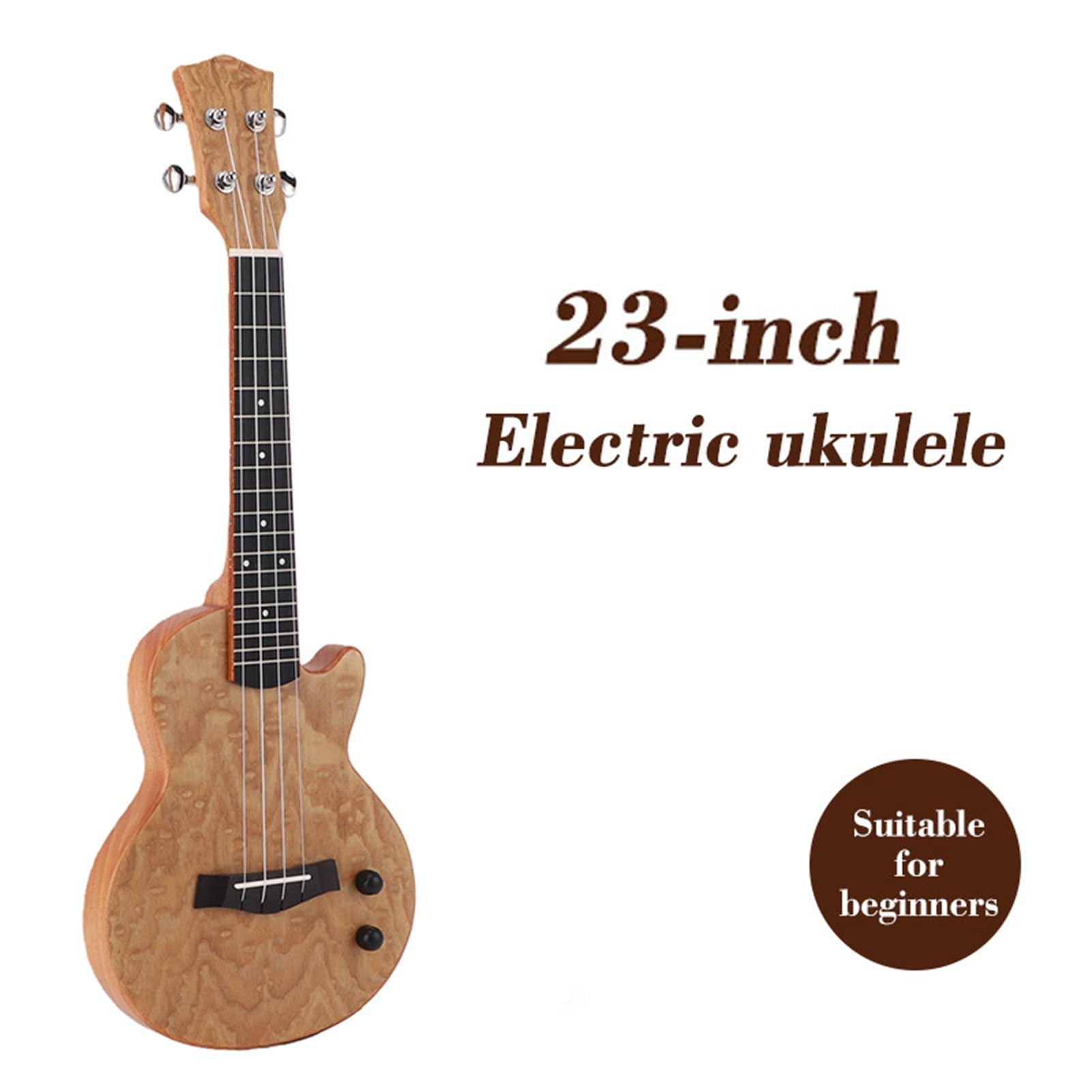 Fafeicy Ukulélé électrique en Bois Rechargeable Bluetooth pour Adulte, 23 Pouces, pour la Pratique, Cadeau de Performance