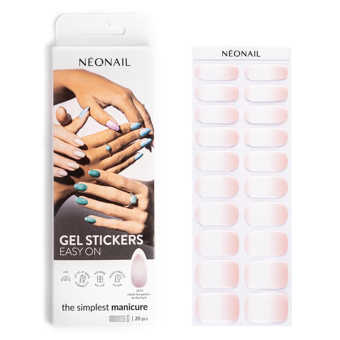 NEONAIL Gel UV Stickers Easy On M09 - Multi - 15 Modelos - Semicurado de Pegatinas - Uñas de gel pegatinas postizas - Nail Art Decoracion - Rapido para Arte de Uñas - Diseña tus uñas