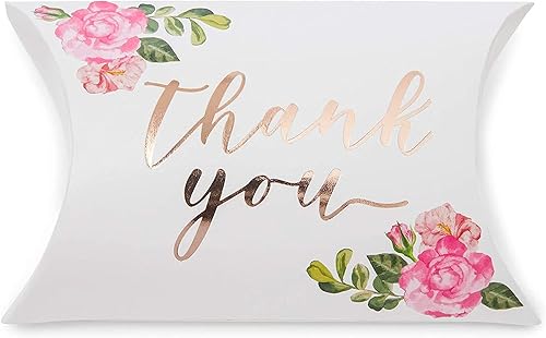 Miniatura 7 de Sparkle and Bash 100 cajas de almohada florales, 5 x 3.5 pulgadas, caja de agradecimiento para recuerdos de fiesta de boda y dulces