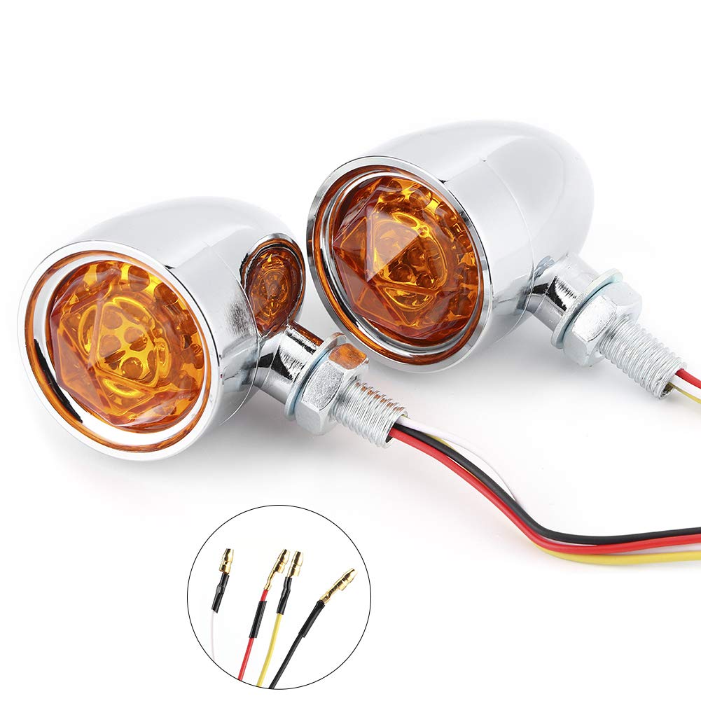 Clignotant, 2 pièces LED Clignotant Galvanoplastie Indicateur de Direction Moto Lampe De Virage 10mm Boulon De Fixation Filetage