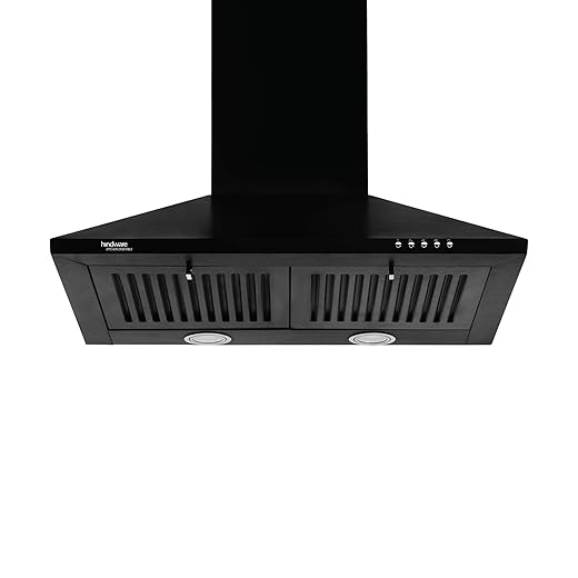 Hindware Smart Appliances Marvia 60 cm 1000 m³/hr Pyramid Kitchen Chimney With Elegant Look, Push Button Control, Efficient Dual LED Lamps & Double Baffle Filter (Black)