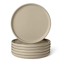 Amazon Basics Piatti Piani in Gres Smaltato, Set di 6 Pezzi